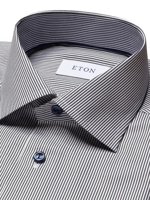 Men ETON Shirt Blue & White Striped Contemporary Size 39 15.5 - Image 1 of 4