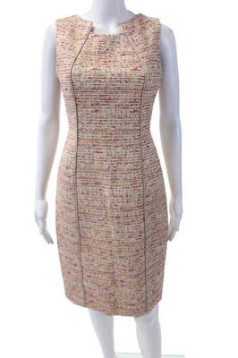 Vestido lápiz David Meister para mujer de algodón con cuello cuadrado sin mangas forrado talla rosa Foto 1 de 4