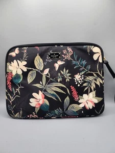 Kate Spade Laptoptasche tropisch schwarz Blumen umlaufender Reißverschluss 13,5"x10" - Bild 1 von 3