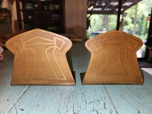 BRASS CRAFSTMAN BOOK ENDS - Picture 1 of 6