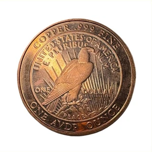 Moneta rame 1 oncia Liberty Peace Dollar 1921 copia USA Copper 999 Fine Round - Picture 1 of 2