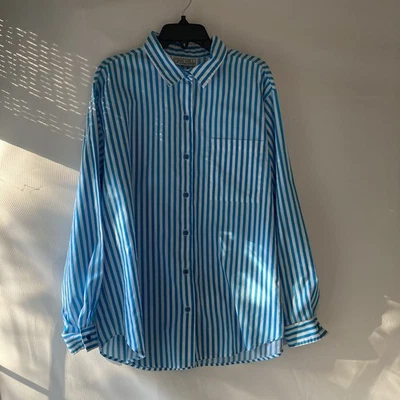 Camisa Oxford a Rayas De Colección Oak Hill Abotonada Para Mujer LRG Tranquila Lujo Oficina Núcleo Foto 1 de 4