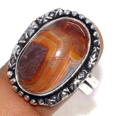 925 Silver Plated Sardonyx Ethnic Ring Handmade Jewelry Size US 9 MJ - Image 1 of 3