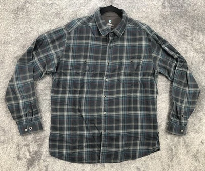 Kuhl Flannel Shirt Mens Large Blue Gray Plaid Long Sleeve Button Front Pockets - Image 1 of 4