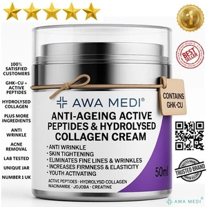 ANTI AGEING GESICHTSCREME GHK-Cu + AKTIVE PEPTIDE COLLAGEN ANTI FALTEN CREME 50ML - Bild 1 von 13