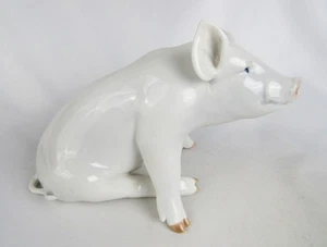 Vintage Royal Copenhagen Denmark Porcelain #414 Large 9 1/2" Pig Figurine - Picture 1 of 9