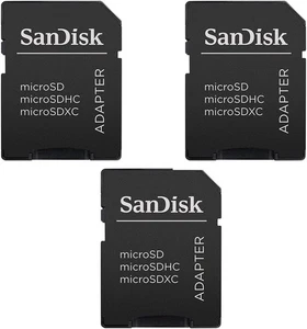 Pack de 3 adaptateurs de carte mémoire SanDisk MicroSD vers SD avec protection en écriture intégrée - Photo 1 sur 1