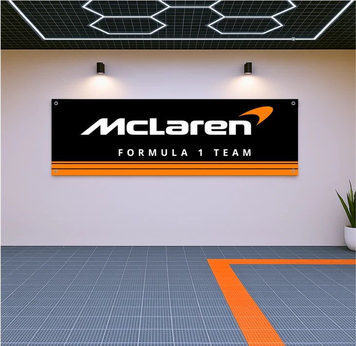 McLaren Racing Team Flag Banner 71x24" – Garage Wall Decor - Image 1 of 1