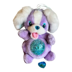 Kenner Secret Keepins Sweetheart Pups Plush Purple Blue Dog No Key 1994 W/ CHARM - Picture 1 of 15