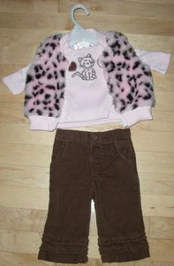 Juego de 3 piezas de traje de gatito rosa y marrón para niñas talla 3M - Imagen 1 de 1