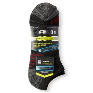 AND1® Men's Pro Platinum NO SHOW Socks 6-Pack " FRESH~HIGH PERFORMANCE " - Picture 1 of 21