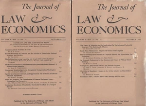 The Journal of Law & Economics, Volume XXXIV Parts 1 & 2, October 1991 2 volumes - Picture 1 of 5