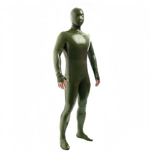 Men'S Sexy Latex Bodysuit Full Coverage Catsuit With Hood Eyes Open Mesh - Picture 1 of 4