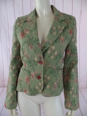 Abrigo Blazer CAbi Floral Brocado Pesado Rayón Mezcla de Poli 6 Sin Forro Verde Lt Elegante Foto 1 de 4