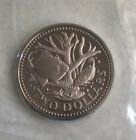 1974 PROOF TWO 2 DOLLAR STAGHORN CORAL WITH FISH BARBADOS COIN