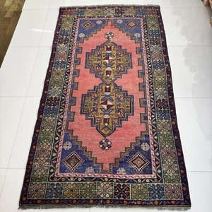 Antique Hand Knotted Soft Wool Turkish Area Rug, 4x7 Ft Oriental Bohemian Decor - Picture 1 of 10
