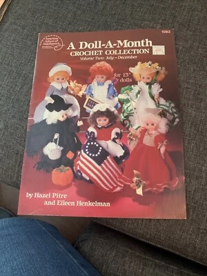 1990 DOLL-A-MONTH CROCHET COLLECTION VOL 2 PATTERN LEAFLET- 6 DESIGNS - Image 1 of 2
