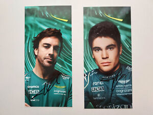 Alonso & Stroll signed 2023 Aston Martin F1 official sponsor cards 10x21cm NEW