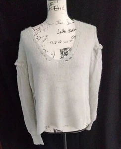 Wildfox size Small Gray Alpaca Wool Sweater Embellished Oversized Ruffle z40 - Picture 1 of 11