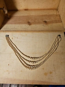 Vintage faux peals sterling clasp off white color 4 strands - Picture 1 of 2