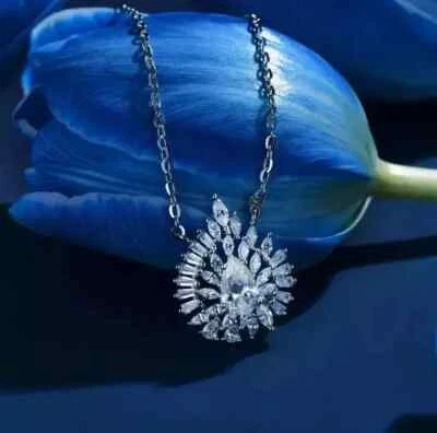 2Ct Pear Lab-Created Diamond Solitaire Pendant 14k White Gold Plated Foto 1 de 4