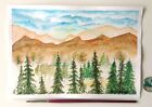 Mountain Landscape, 8,3"X6", Original Watercolor Painting, Modern Art, 21X15cm