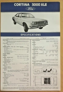 Ford Cortina 3000 XLE Specifications Sales Flyer Leaflet in English & Afrikaans - Picture 1 of 2
