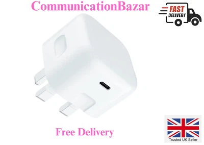 UK 3 Pin Mains Wall USB Charging Plug Wall Charger Adapter for iPhone Samsung - Image 1 of 4