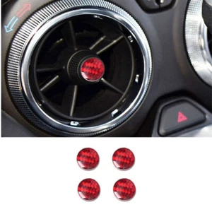 4pcs Red Carbon Fiber Car Front AC Vent Point Sticker For Chevrolet Camaro 16-19 - Picture 1 of 6