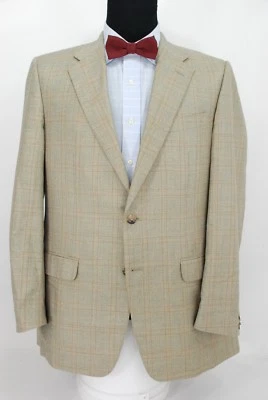 Chaqueta Abrigo Deportivo Corneliani Italia 2Btn Lana Seda Beige Tostado Cuadros 42L Foto 1 de 4