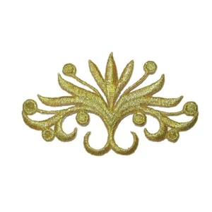 Aplique de cresta de floración bordada de hierro Met dorado - Imagen 1 de 1