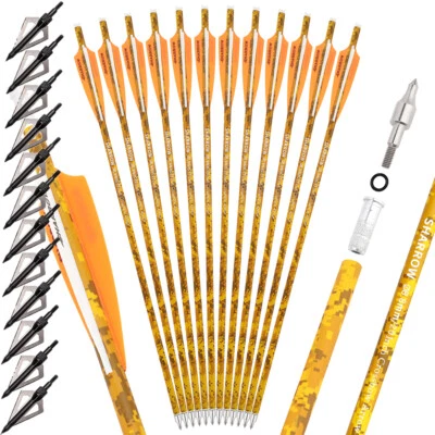 Crossbow Bolt Carbon Arrow 16" 17" 18" 20" 22'' Archery Blade Arrowheads Hunting - Image 1 of 4