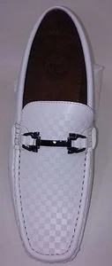 NUOVO mocassino uomo Amali mocassino guida liscio a scacchi SQ-ROLAND-007 BIANCO - Foto 1 di 4