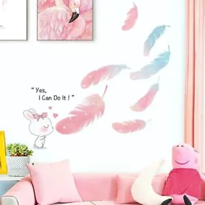 Wall Sticker Removable Feather Decal Vinyl Mural Art Kids Girl Bedroom Home Deco - Picture 1 of 7