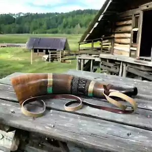 18 Zoll Wikinger Krieg Horn Schlacht Trompete handgraviert Blashorn Weihnachtsgeschenk - Bild 1 von 5