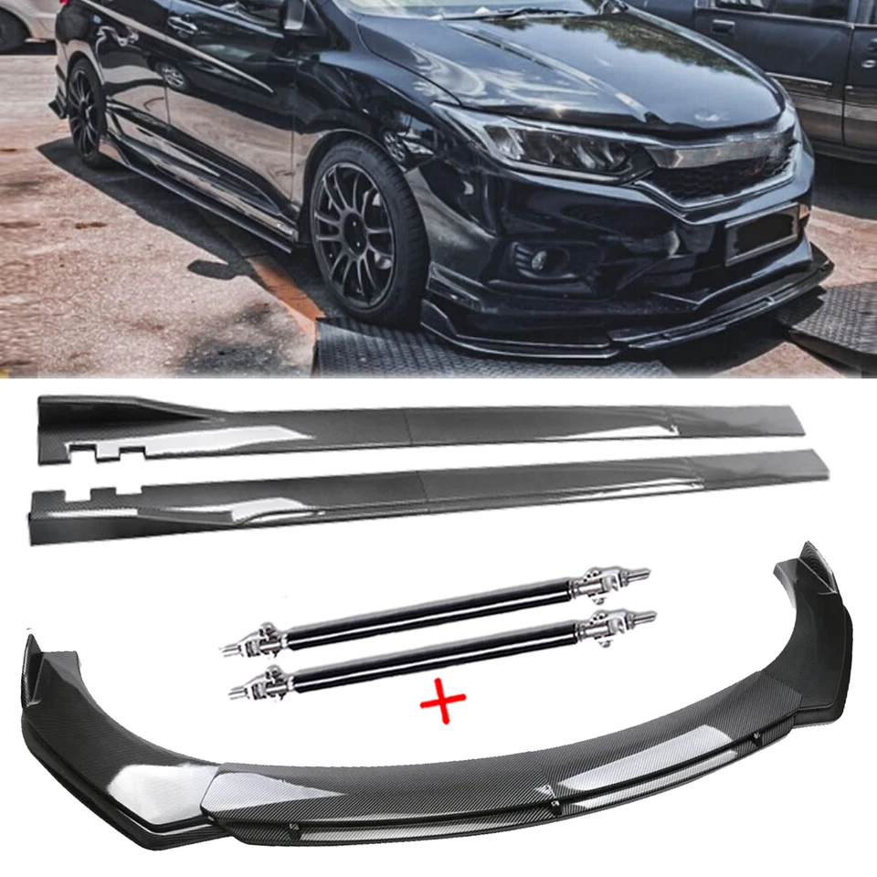Front Lip Chin Bumper Spoiler Carbon Fiber For Honda City 2010-22 Side Skirt Foto 1 de 4