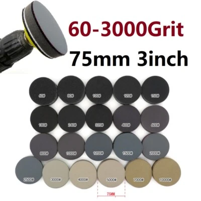 60-3000Grit 3inch Round Sandpaper Sanding Disc 75mm Wet & Dry Flocking Disc - Image 1 of 2