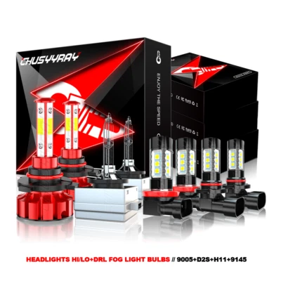 For Acura MDX 2007-2013 8PCS Front LED HID Headlights Hi Lo DRL Fog Light bulbs - Image 1 of 4