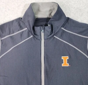Antigua Illinois Golf Jacket Womens Size 2XL Blue Striped 1/4 Zip Pullover - Picture 1 of 13