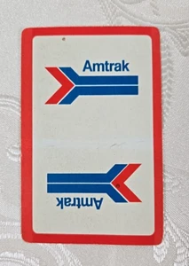 Vtg Amtrak single playing card Joker sitting on moon Stardust USA swap collect - Picture 1 of 3