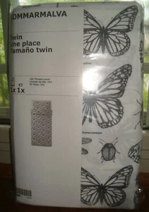 Ikea SOMMARMALVA Twin Duvet Cover with Pillowcase White Gray Black Butterflies - Picture 1 of 2