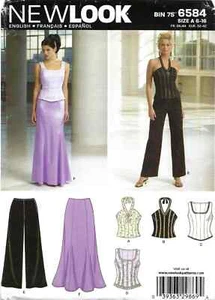 New Look Sewing Pattern 6584 Misses 6-16 Corset Top Maxi Flared Skirt and Pants - Picture 1 of 4