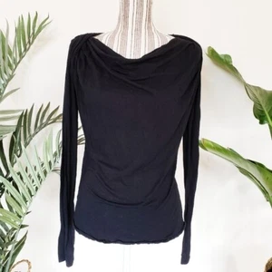 Toy G. Yoox Italian Black Draped Long Sleeve Top Blouse size M Women's - Picture 1 of 7