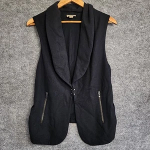 Witchery Vest Womens Size S Black Wool Blend Vest Zipped Pockets Collared Office - Picture 1 of 10