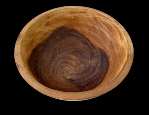 POTTERY BARN LARGE & HEAVY MUNGUR / SUAR WOODEN TAPERED 13 1/2" X 7" SOLID BOWL - Picture 1 of 14