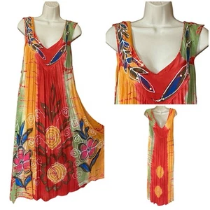 Just Love Dress Womens Free Size Maxi Sleeveless Tie Dye Tropical Embellished - Picture 1 of 9