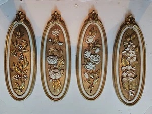 Vintage Syroco Set 7313 7314 7315 7316 Gold Spring Summer Floral Wall 1974 MCM - Picture 1 of 24