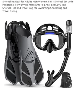Equipo de Snorkel para Adultos Hombres Mujeres, Juego de Snorkel 4 en 1 con Panorámica, ML/XL - Imagen 1 de 9