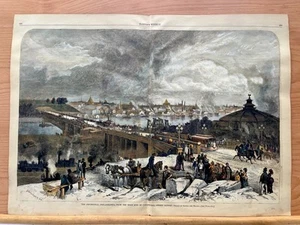 1876 IL CENTENARIO PHILADELPHIA DA CALLOWHILL STREET BRIDGE COLORATO A MANO - Foto 1 di 8