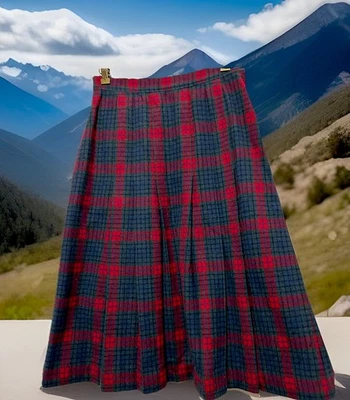 Falda Pendleton S Vintage Lana Virgen Cuadros Ventana Plisada Línea A Academia Foto 1 de 4